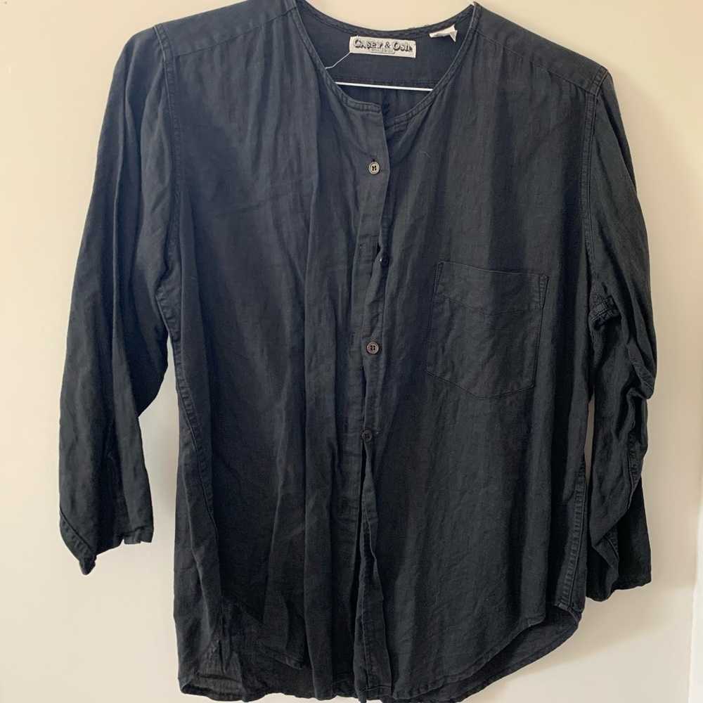 Casual Black Button Up with Detail on the Back